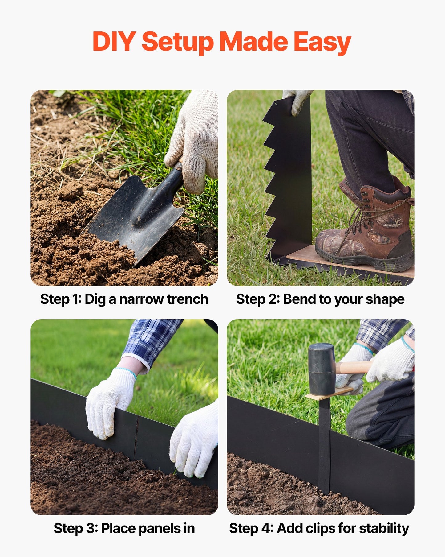 Galvanized Steel Landscape Edging 6-Pack - 40x10in Garden Border