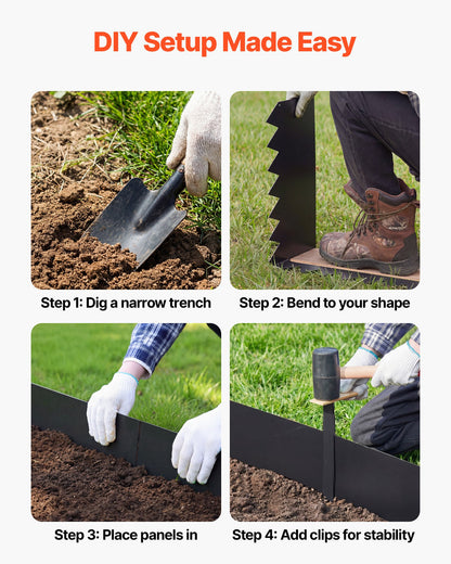 Galvanized Steel Landscape Edging 6-Pack - 40x10in Garden Border