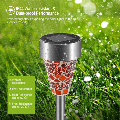 Mosaic Solar Pathway Lights 6-Pack - IP44 Waterproof Walkway