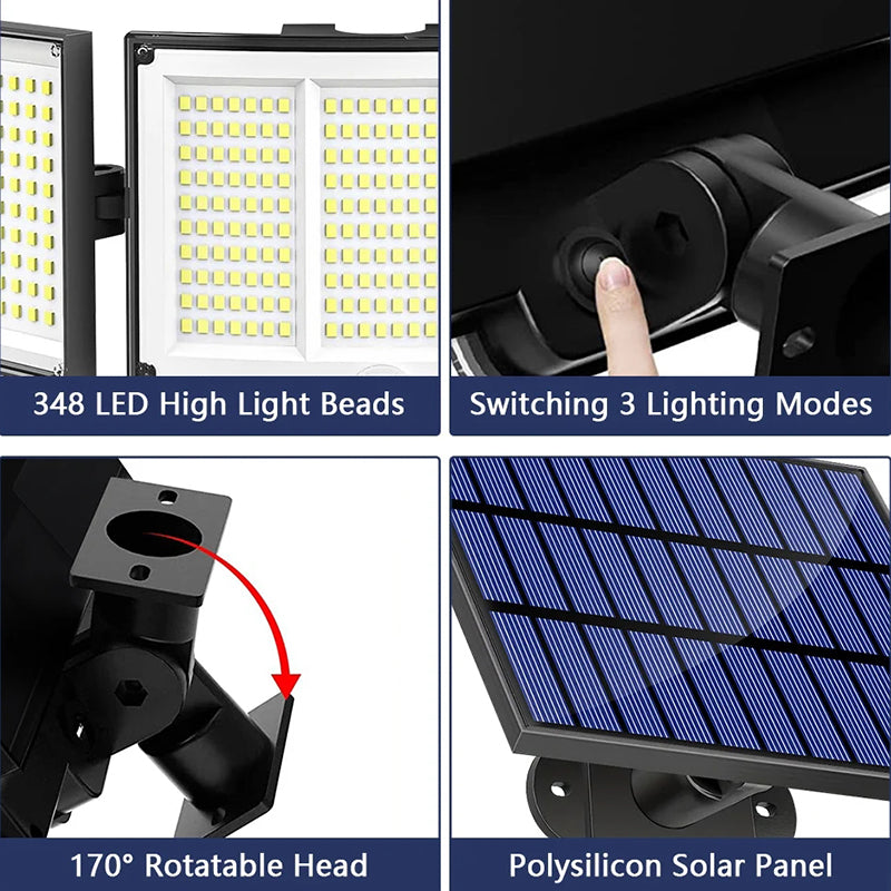 Solar Motion Sensor Light 348 LED - Outdoor Security Lamp