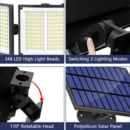 Solar Motion Sensor Light 348 LED - Outdoor Security Lamp