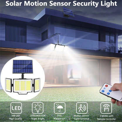 Solar Motion Sensor Light 348 LED - Outdoor Security Lamp