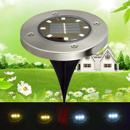 Solar In-Ground Deck Light - 8 LED Stainless Steel Lawn Lamp