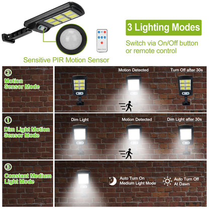 Solar Motion Sensor Wall Light - IP65, 3 Power Options, Outdoor