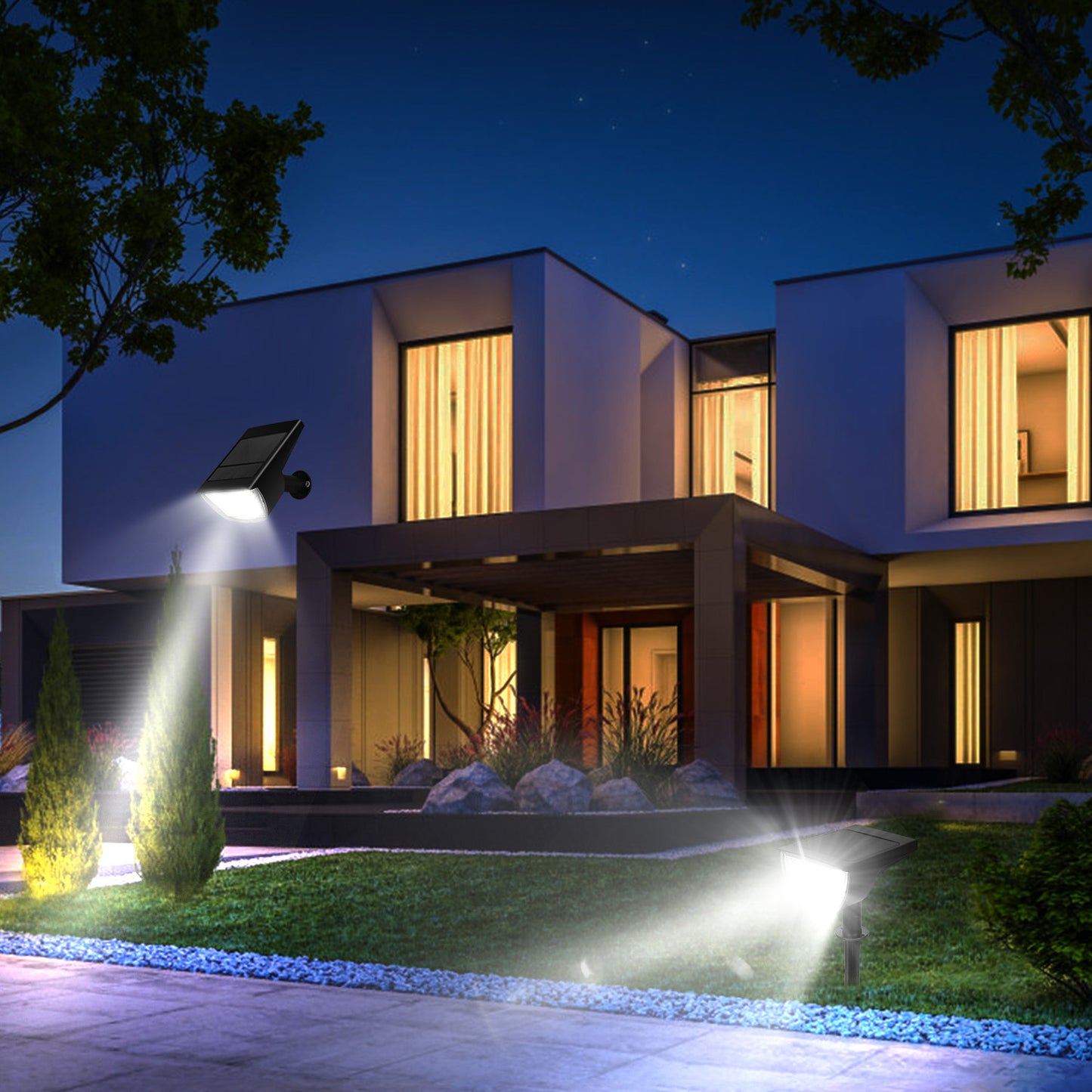 Solar Landscape Spotlights 32-LED - IP65 Waterproof, 3 Modes