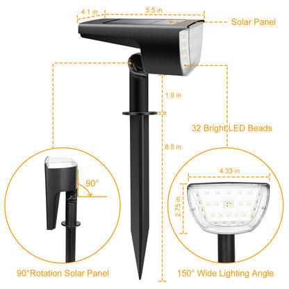 Solar Landscape Spotlights 32-LED - IP65 Waterproof, 3 Modes
