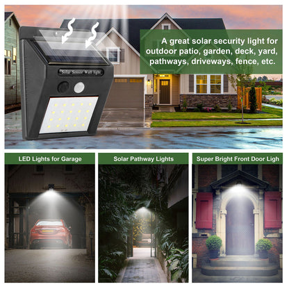 Solar Motion Sensor Light - 20 LED, IP65 Waterproof, 120Â° Wide
