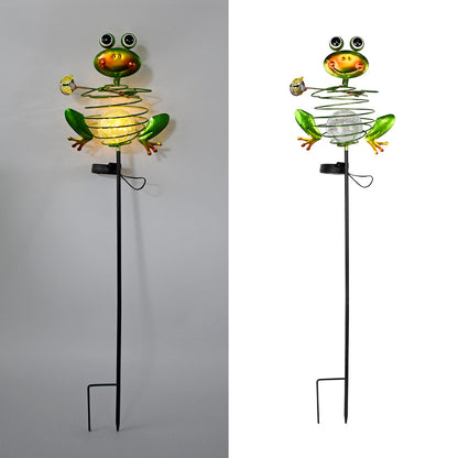 Solar Iron Frog Garden Lamp - Decorative Outdoor Accent Light