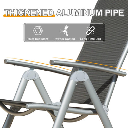 Folding Reclining Patio Chairs 2-Pack - Aluminum Frame Outdoor