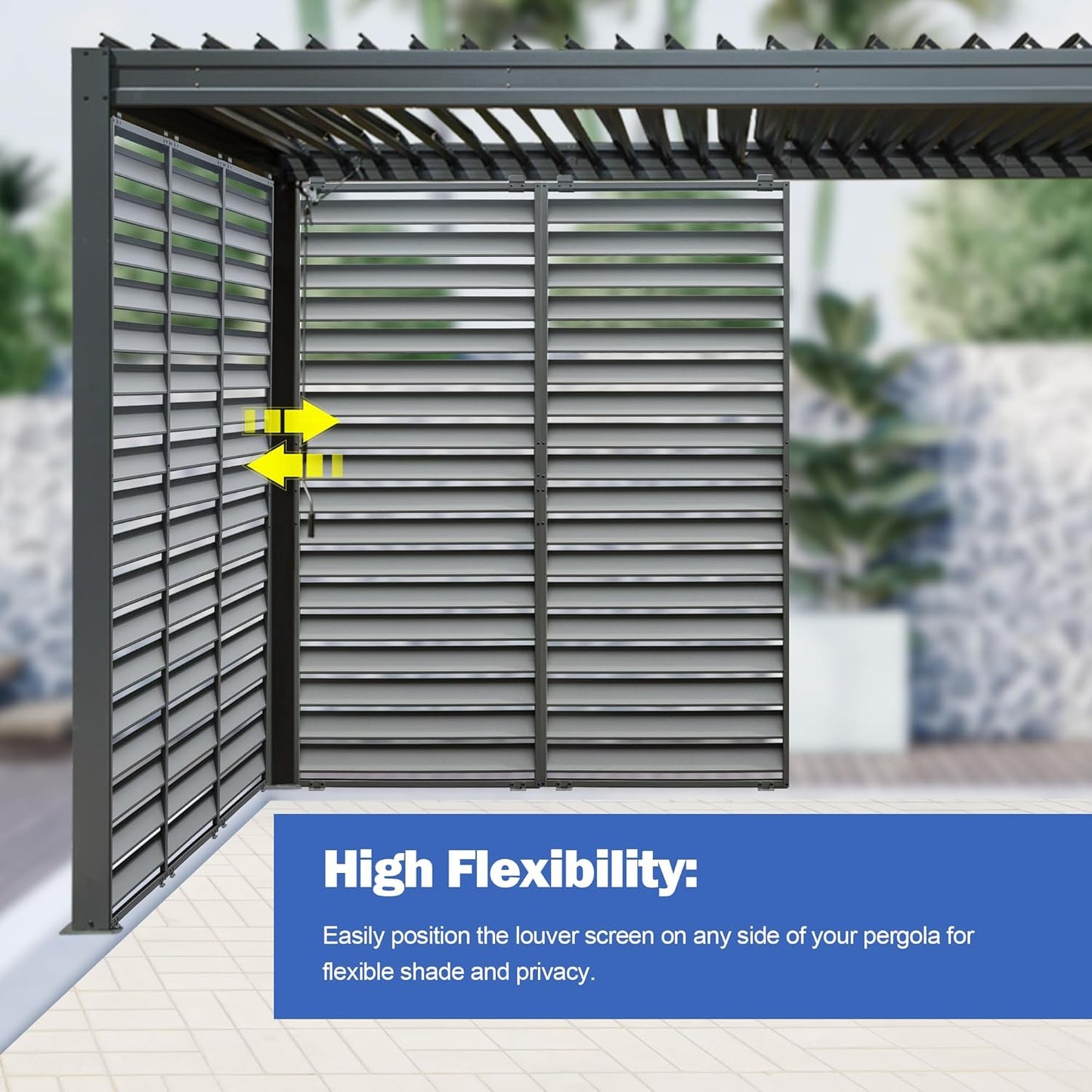 Louvered Pergola Privacy Screen - Outdoor Shade Panel