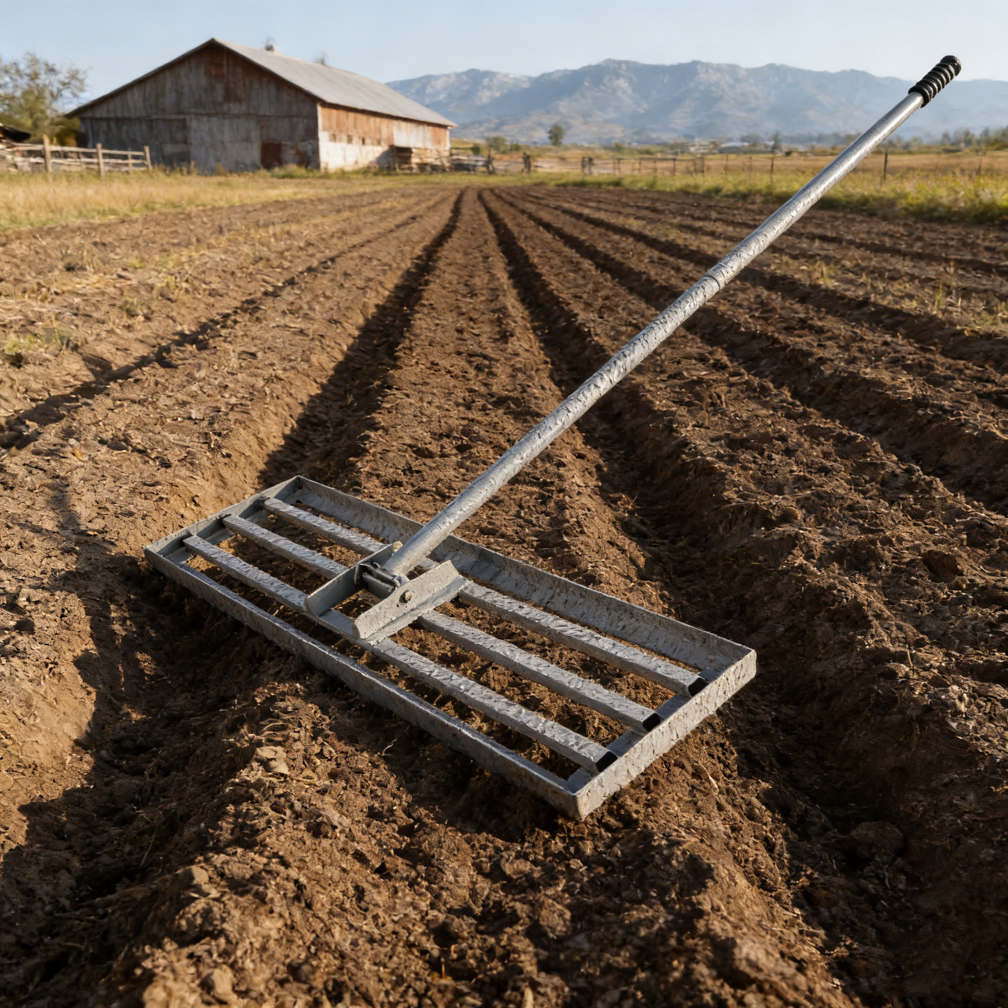 Lawn Leveling Rake - 79.5in Handle Heavy-Duty Compost Leveler