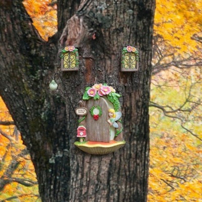 Resin Fairy Door & Windows - Miniature Tree Sculpture Decor
