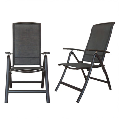 Folding Reclining Lawn Chairs 2-Pack - Aluminum Sling Patio Chairs