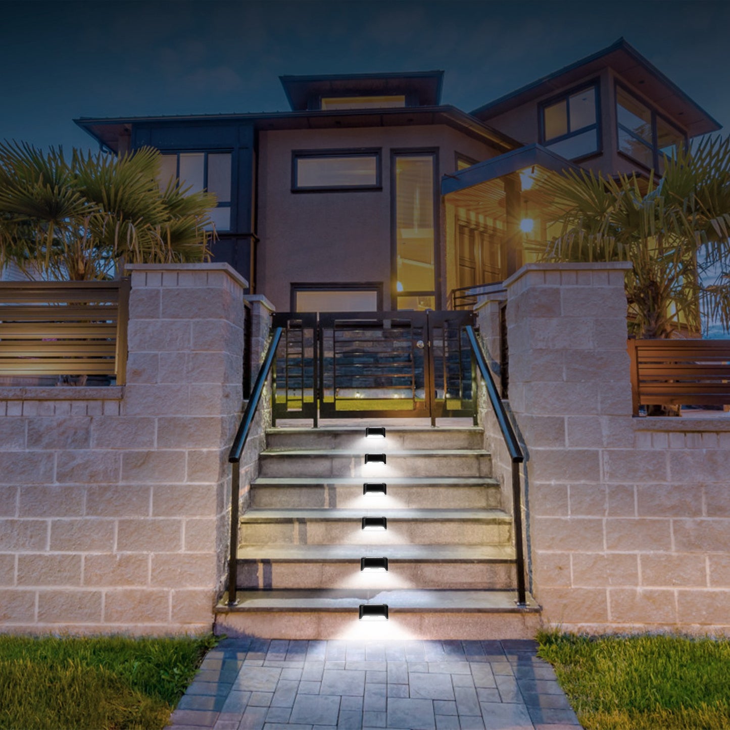 Solar Fence Step Lights - Water-Resistant Dusk-to-Dawn Sensor