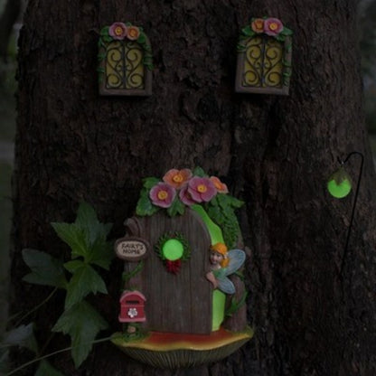 Resin Fairy Door & Windows - Miniature Tree Sculpture Decor