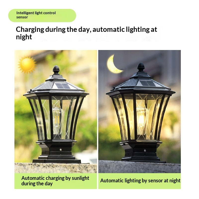 Solar European Pillar Light - Outdoor Gate & Fence Column Lamp
