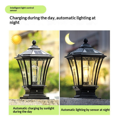 Solar European Pillar Light - Outdoor Gate & Fence Column Lamp