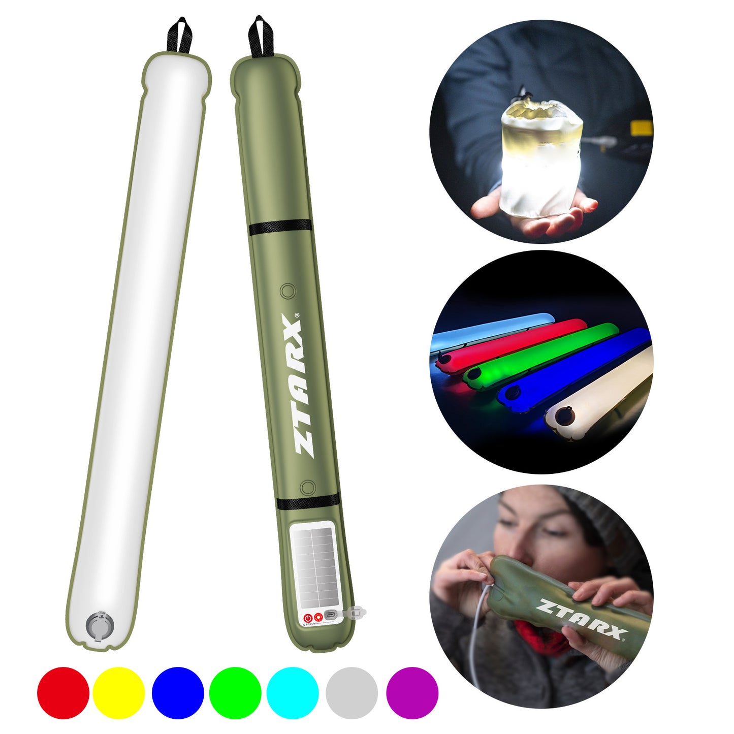 Solar Camping Lantern - Inflatable Outdoor Gas-Style LED Lamp