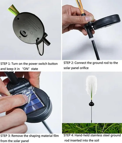 Solar Flower Garden Lights 4-Pack - Waterproof Outdoor Decor