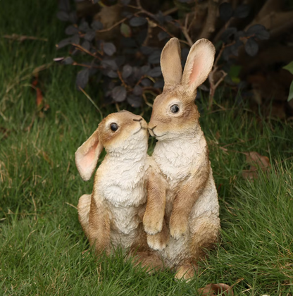 Resin Rabbit Garden Statue - Indoor/Outdoor Patio Decor