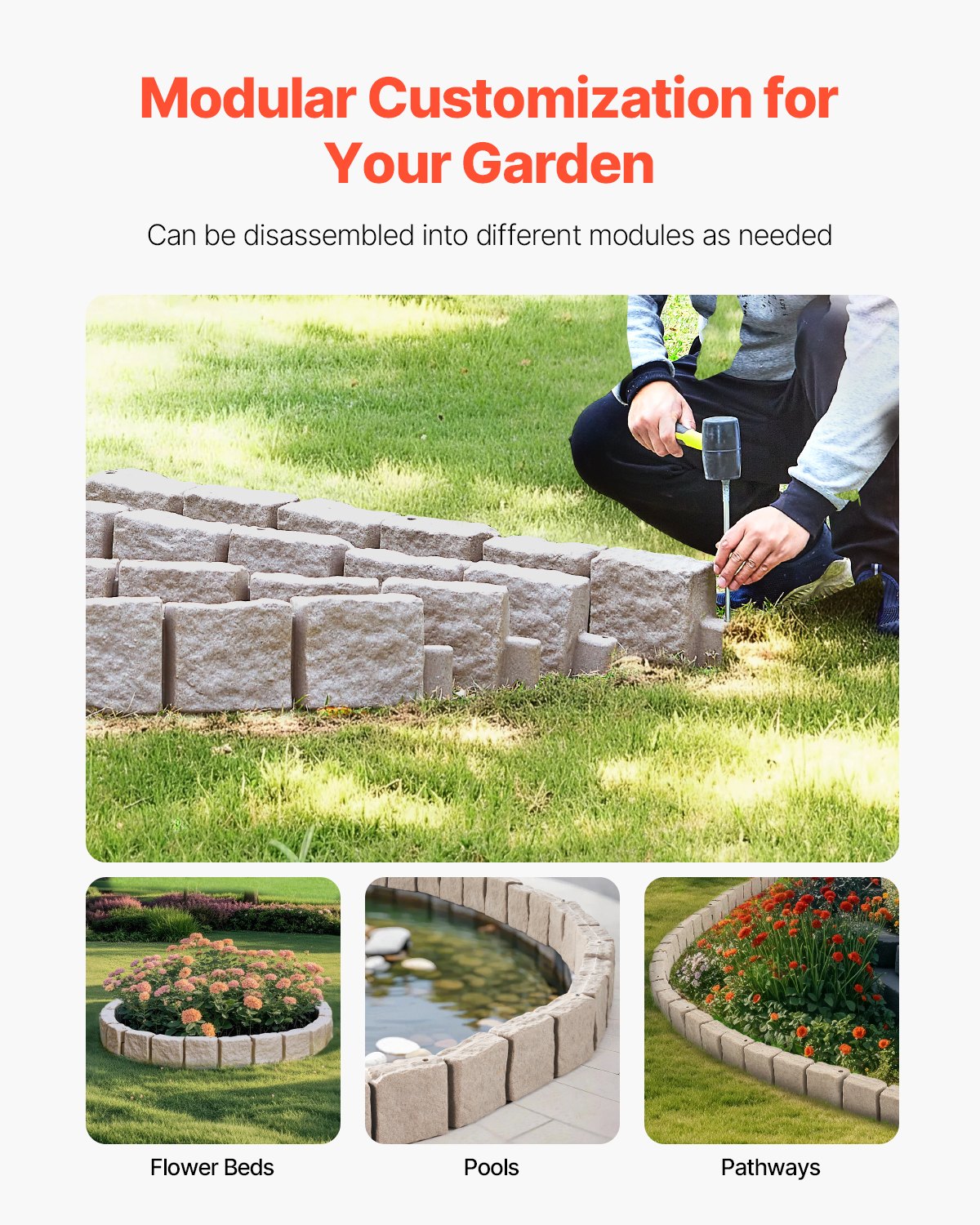 Faux Stone Landscape Edging - Flexible Brick-Look Garden Border