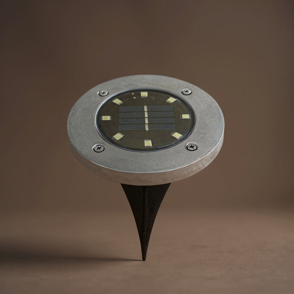 Solar In-Ground Deck Light - 8 LED Stainless Steel Lawn Lamp
