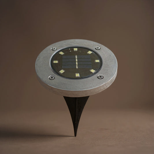Solar In-Ground Deck Light - 8 LED Stainless Steel Lawn Lamp