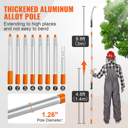 Manual Pole Saw - 4.6-9.8ft Extendable Tree Pruner