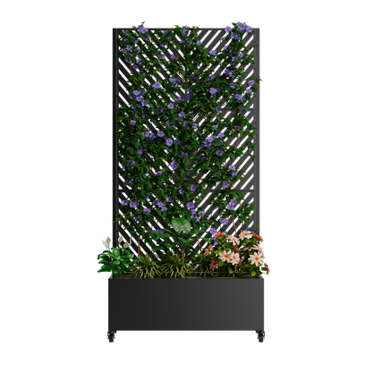 Metal Raised Garden Bed with Trellis - 73x35x16in Planter Box