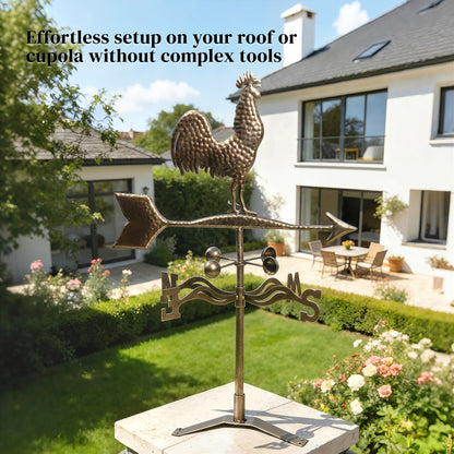 Metal Rooster Weathervane - Roof-Mount Wind Direction Indicator