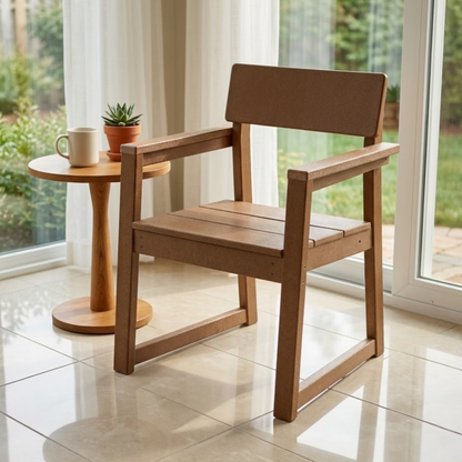 HDPE Outdoor Dining Armchair - All-Weather Patio Chair with Backrest