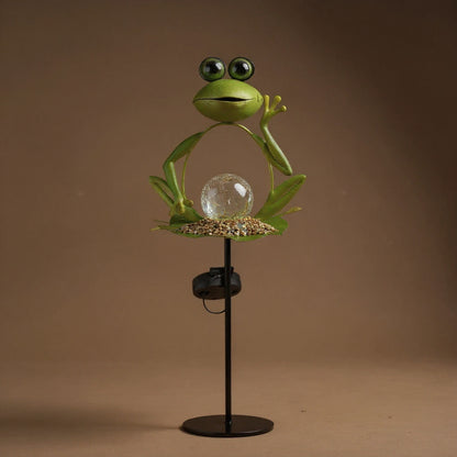 Solar Iron Frog Garden Lamp - Decorative Outdoor Accent Light