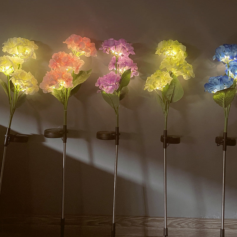 Solar Hydrangea Ground Lights - Decorative Outdoor Floral Lamps