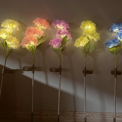 Solar Hydrangea Ground Lights - Decorative Outdoor Floral Lamps