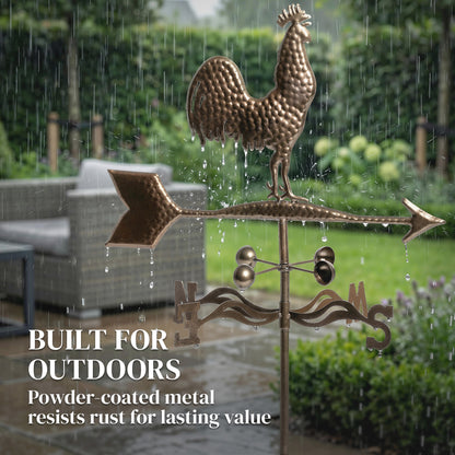 Metal Rooster Weathervane - Roof-Mount Wind Direction Indicator