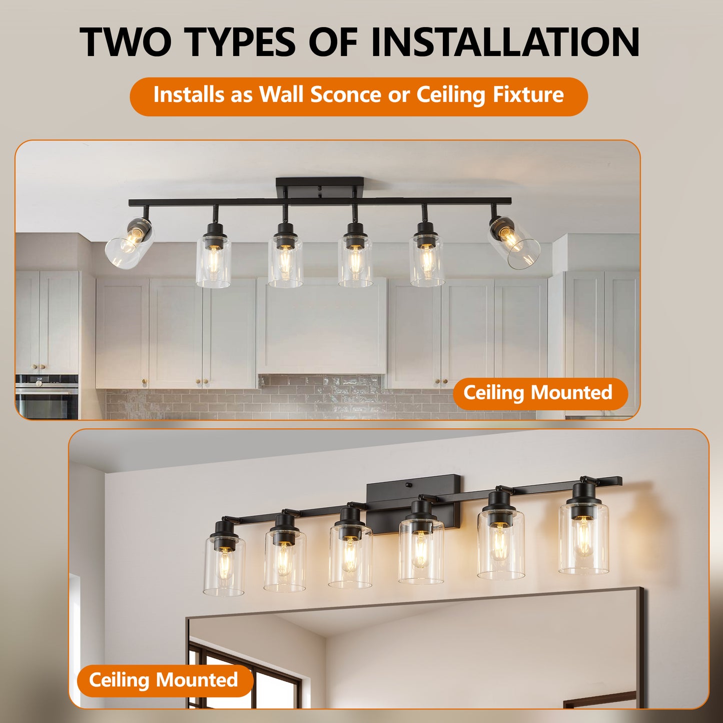 6-Light Track Lighting Kit - Black Adjustable Spotlight Fixture