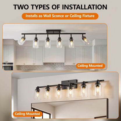 6-Light Track Lighting Kit - Black Adjustable Spotlight Fixture