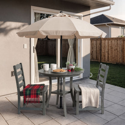 HDPE Outdoor Dining Set - Round Patio Table & 2 Chairs