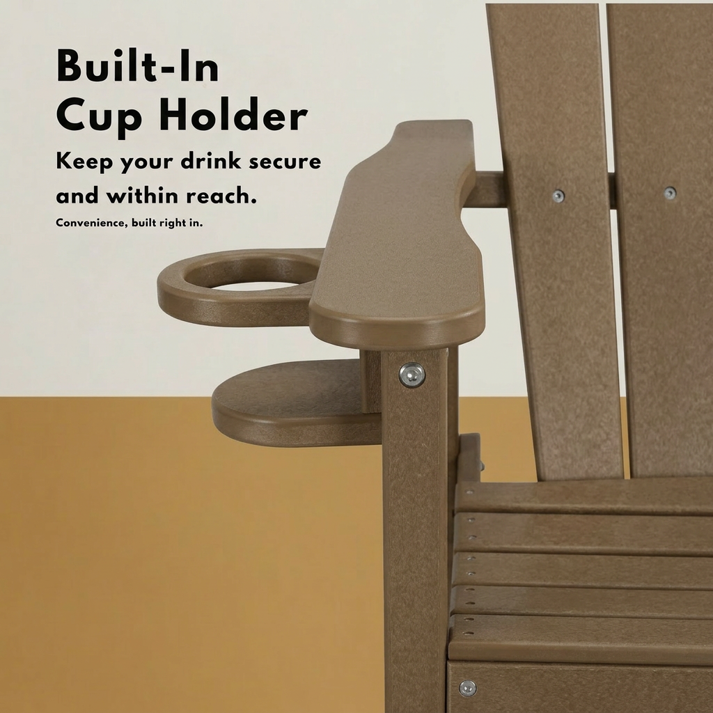 HDPE Adirondack Bar Chair with Cup Holder - All-Weather Patio