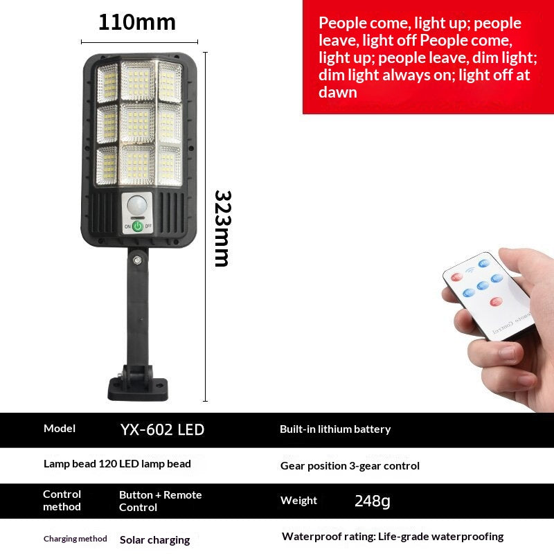 Smart Motion-Sensing Solar Streetlight - Outdoor LED Courtyard