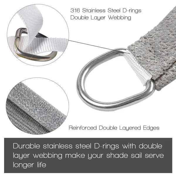 Sunshade Sail 10x13ft - HDPE Shade Canopy, Light Grey