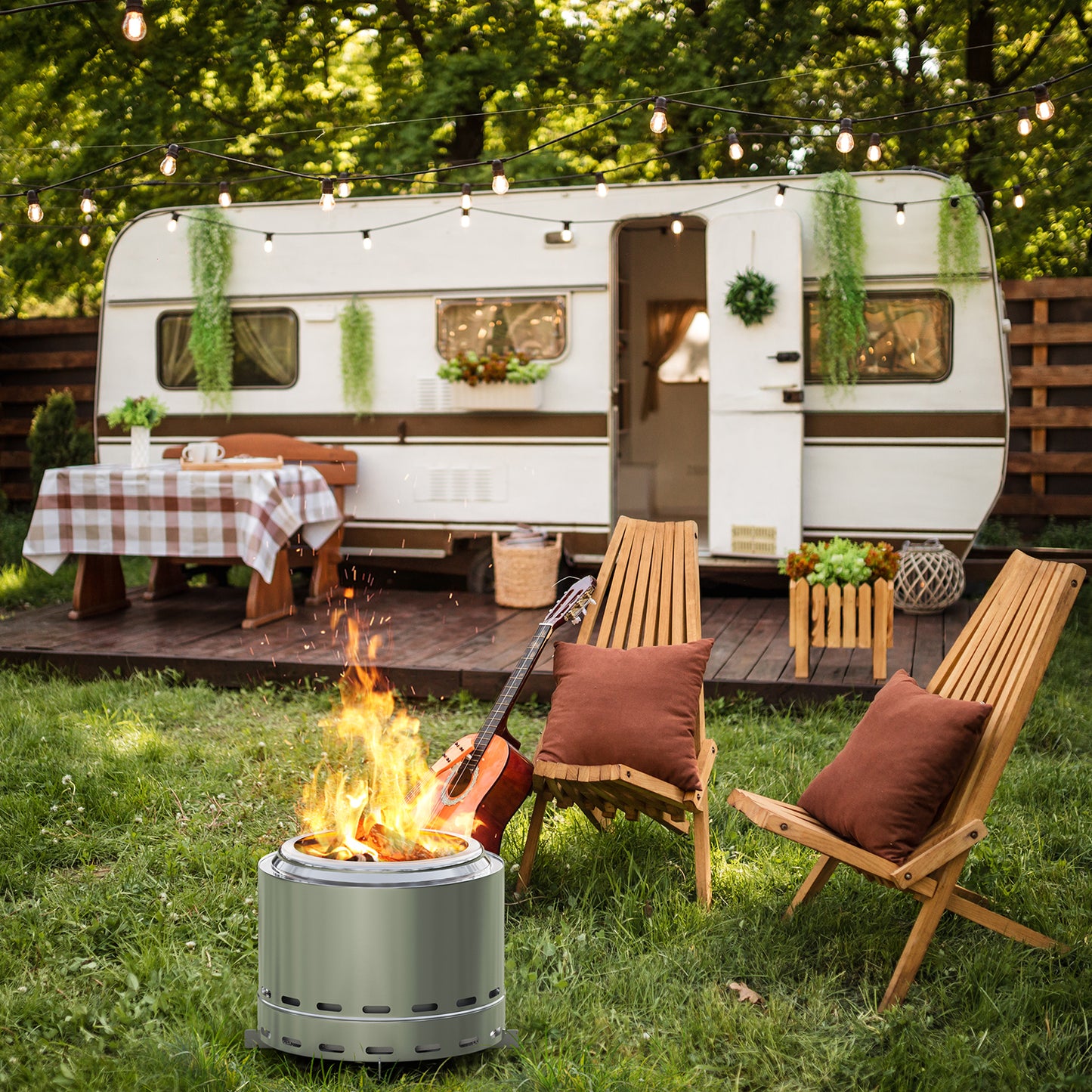 Smokeless Fire Pit 19.5in - Portable Wood-Burning Outdoor Firepit