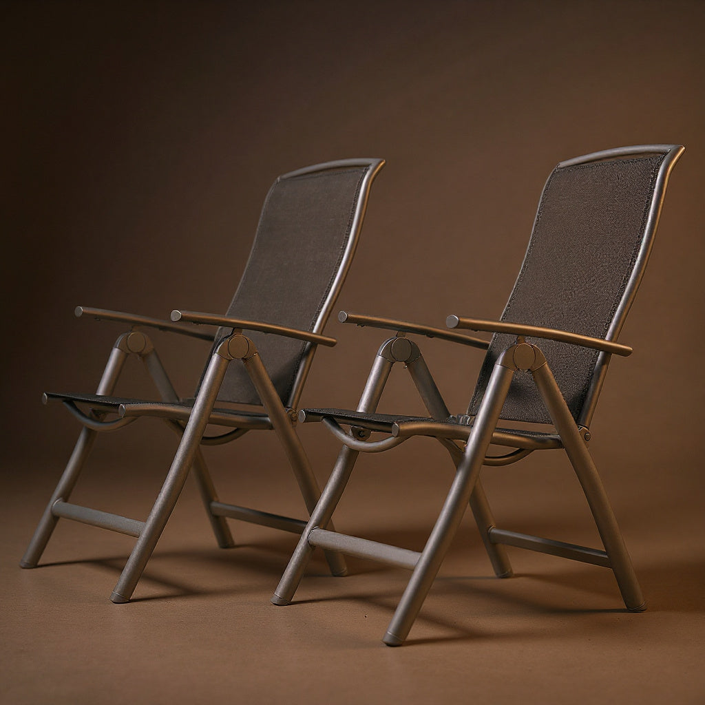 Folding Reclining Patio Chairs 2-Pack - Aluminum Frame Outdoor