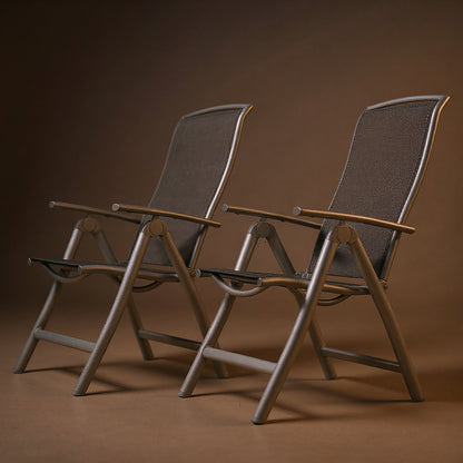 Folding Reclining Patio Chairs 2-Pack - Aluminum Frame Outdoor