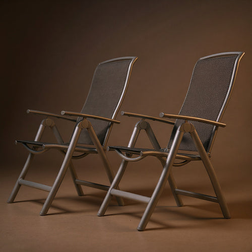 Folding Reclining Patio Chairs 2-Pack - Aluminum Frame Outdoor
