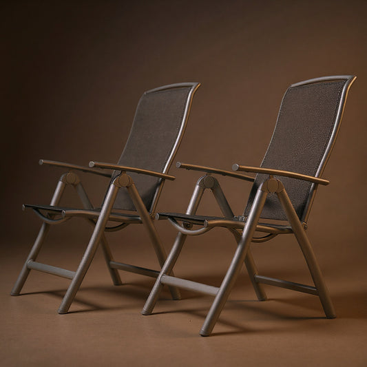 Folding Reclining Patio Chairs 2-Pack - Aluminum Frame Outdoor