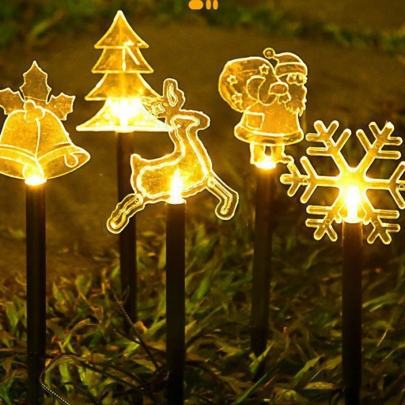Solar Walking Stick Ground Lights - LED Snowflake Yard Stakes