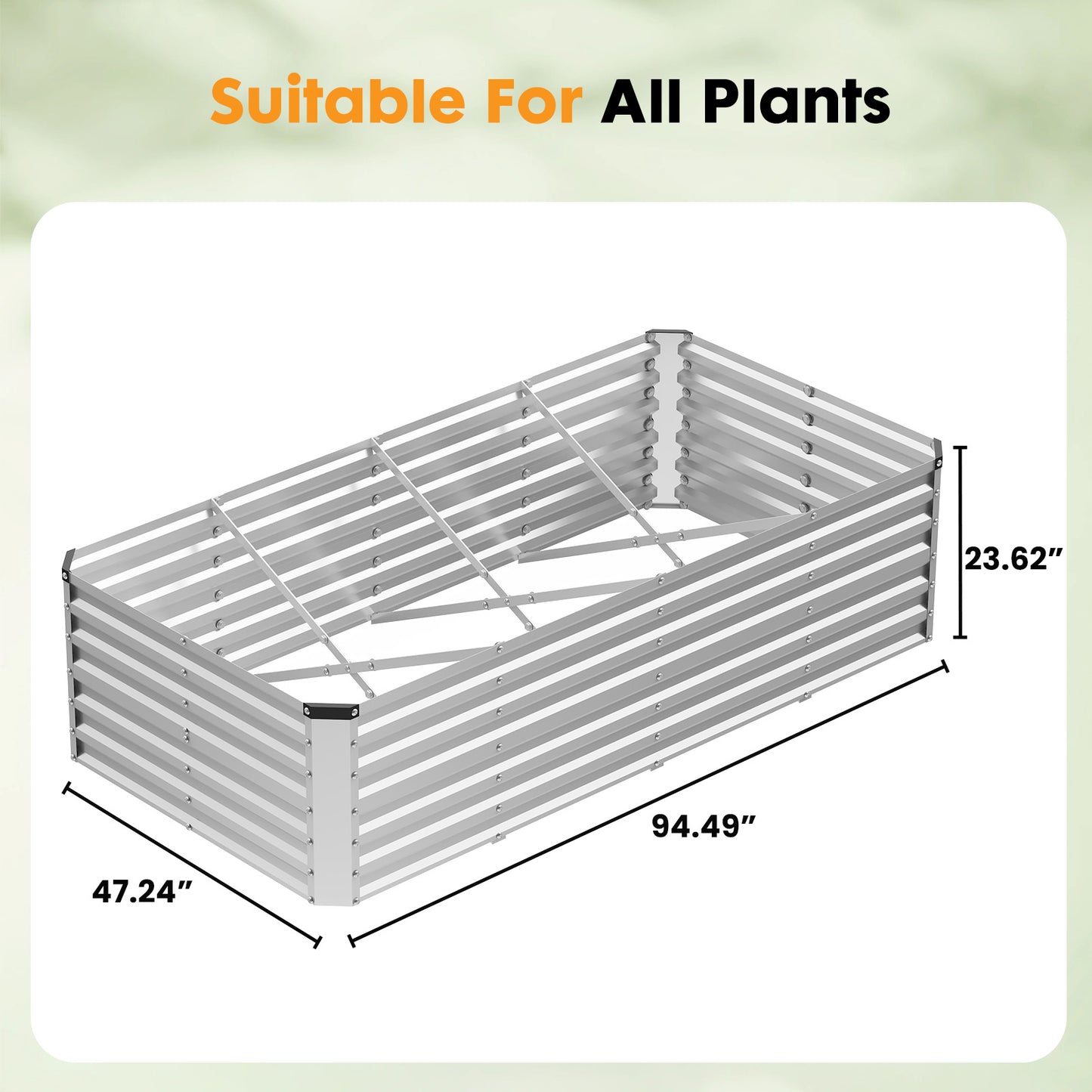 Galvanized Raised Garden Bed - Easy-Assemble Outdoor Planter Box