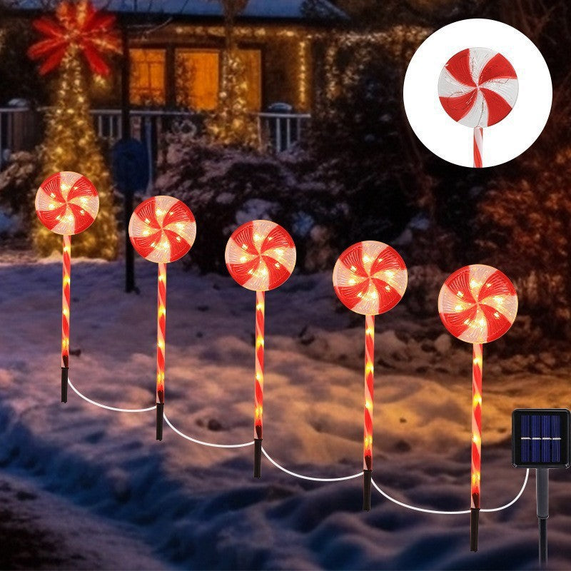 Solar Walking Stick Ground Lights - LED Snowflake Yard Stakes