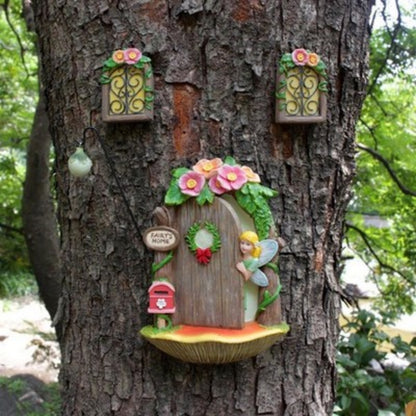Resin Fairy Door & Windows - Miniature Tree Sculpture Decor